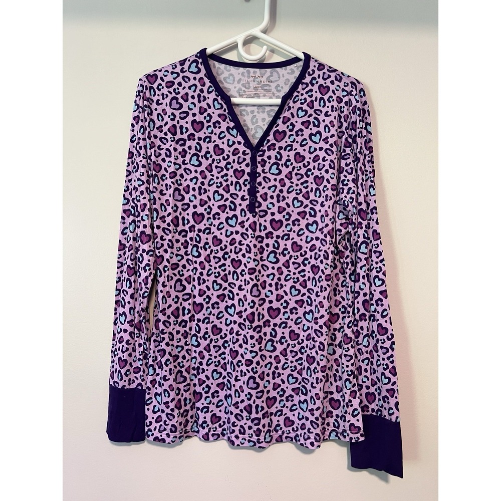 Little Sleepies women's large Purple Leopard print pajama lounge set bamboo